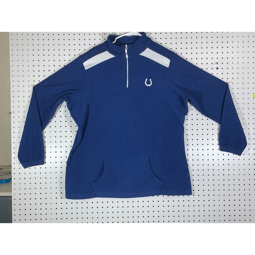 Indianapolis Colts Mens Blue Quarter Zip Fleece Pullover Kangaroo Pocket medium